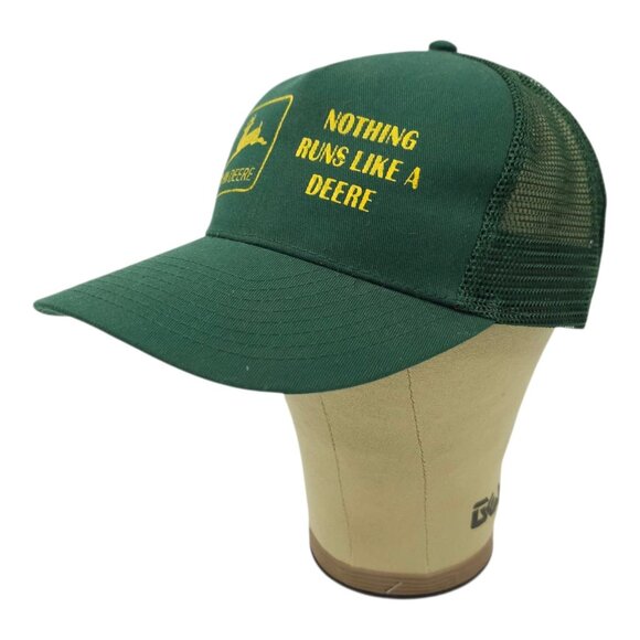 John Deere Mesh Strapback Cap Trucker Baseball Hat Nothing Runs Like A Deere - Picture 2 of 14